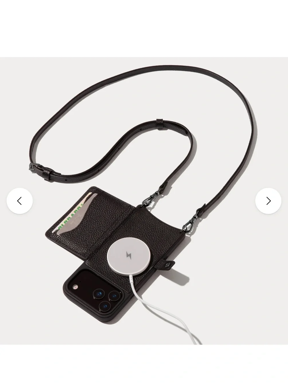 Mila MagSafe Charging Crossbody Bandolier - Black/Pewter